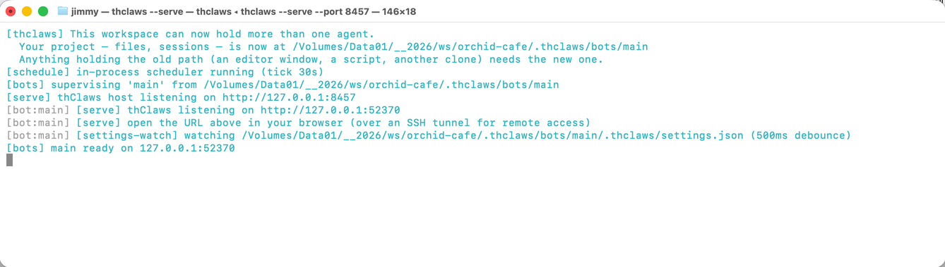 --serve ตอนเปิด — URL ของ host แล้วตามด้วย URL ของ agent ที่เอาไปเปิดในเบราว์เซอร์